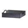 Galvanized Iron Nesting Trays Set of 3 - Rustic Gray Rectangular Serving Trays with Handles - Stackable Metal Trays for Home Decor - 12, 12, 20 Inch
