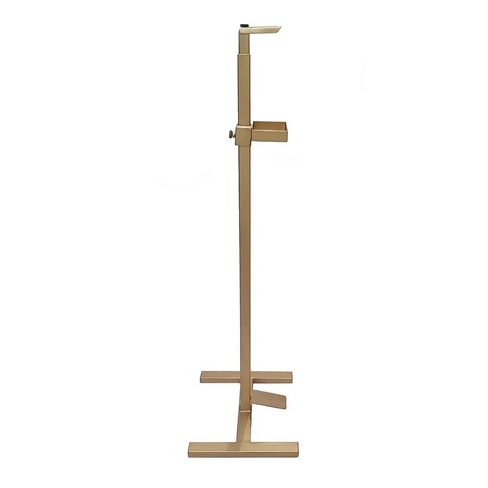 Lyna 41" Gold Iron Foot Pedal Sanitizer Dispenser Stand - Hands-Free, Adjustable, Heavy-Duty