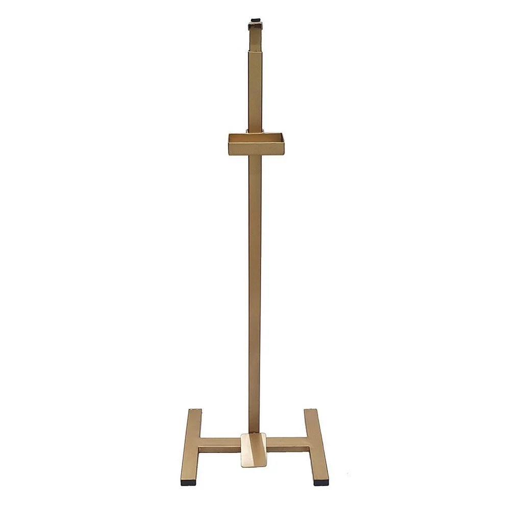Lyna 41" Gold Iron Foot Pedal Sanitizer Dispenser Stand - Hands-Free, Adjustable, Heavy-Duty