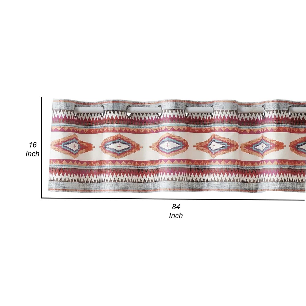 Southwest Window Valance 84 Inch Bronze Grommet Microfiber Rod Pocket Valance 16x84