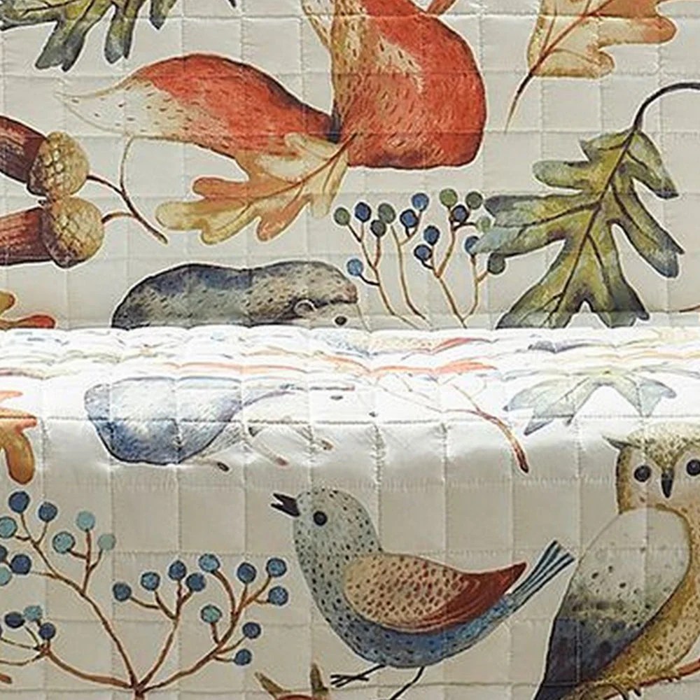 Multicolor Owl Songbird Sofa Cover Protector, Polyester Furniture Protector, Reversible, 77x127 Inches
