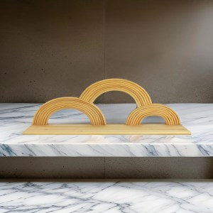 Brown Wooden Wall Shelf, 4-Tier Semi-Circle Floating Shelves, Modern Farmhouse Decor, 27 Inch Wall Decor