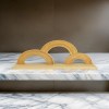 Brown Wooden Wall Shelf, 3 Tier Semi-Circle Floating Shelves, Modern Farmhouse Decor, Rustic Wall Decor, 27 Inch