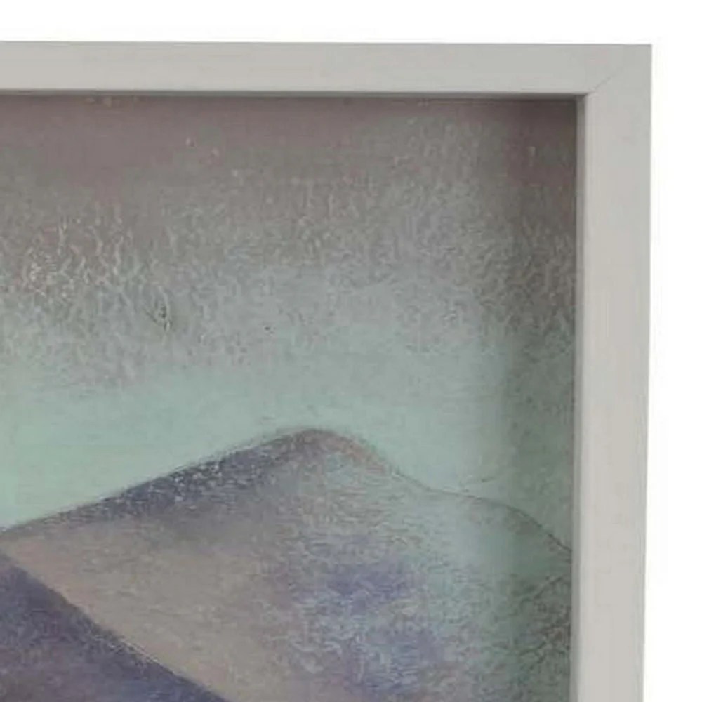 28x28 Framed Mountain Wall Art, Natural Fiber Canvas, Blue Brown Gray, Modern Contemporary Decor