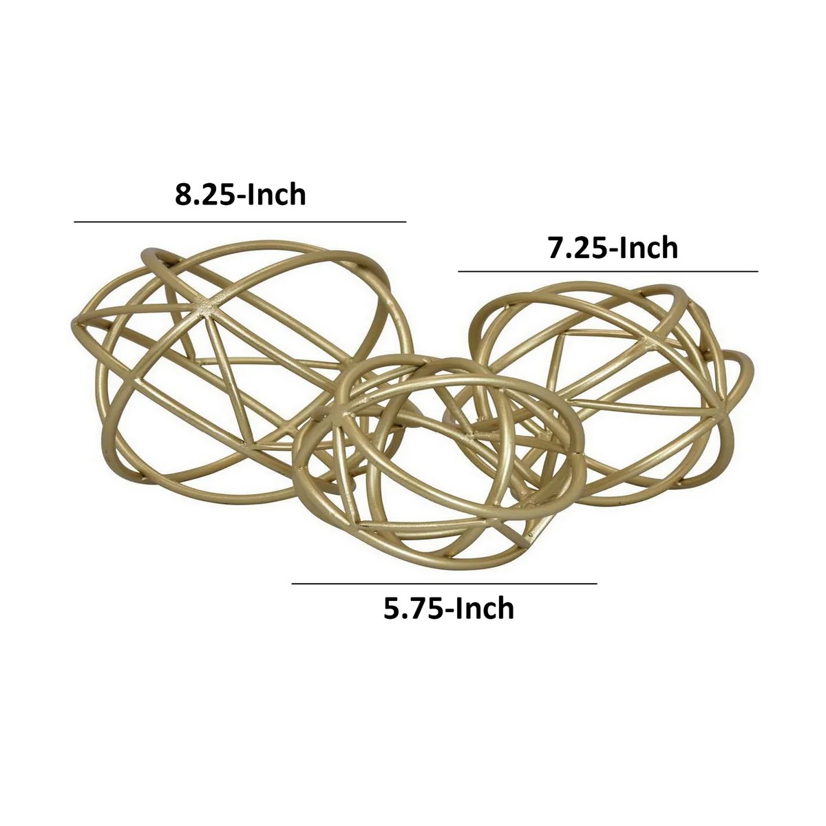 Gold Metal Orb Set of 3 | Modern Geometric Tabletop Decor | Decorative Accents | Contemporary Home Decor