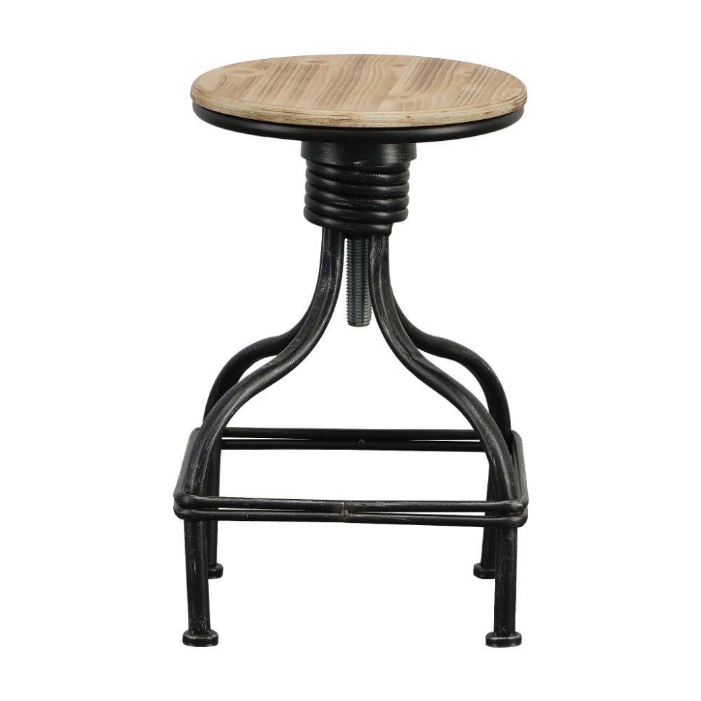 Vintage Metal Swivel Bar Stool - Adjustable Height, Padded Seat, 330lb Capacity, Brown & Gray
