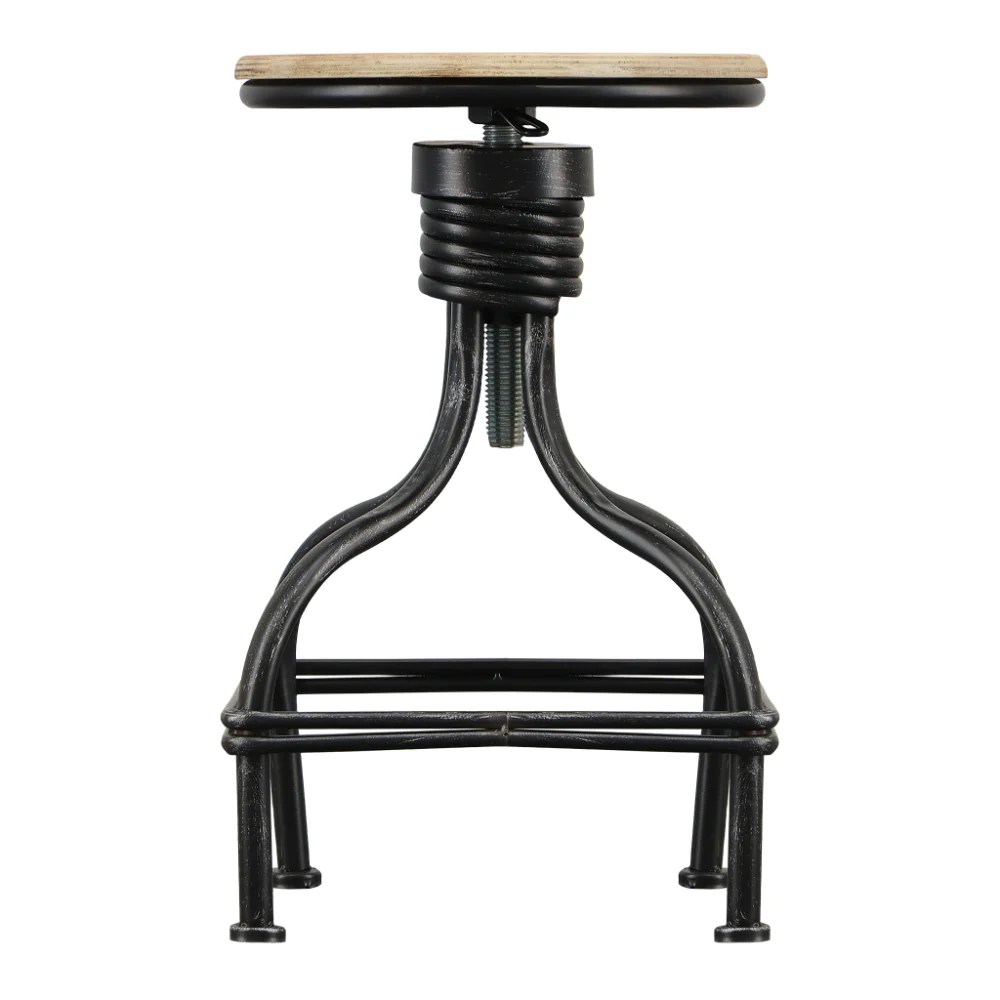 Vintage Metal Swivel Bar Stool - Adjustable Height, Padded Seat, 330lb Capacity, Brown & Gray