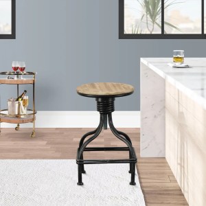 Vintage Metal Swivel Bar Stool - Adjustable Height, Padded Seat, 330lb Capacity, Brown & Gray