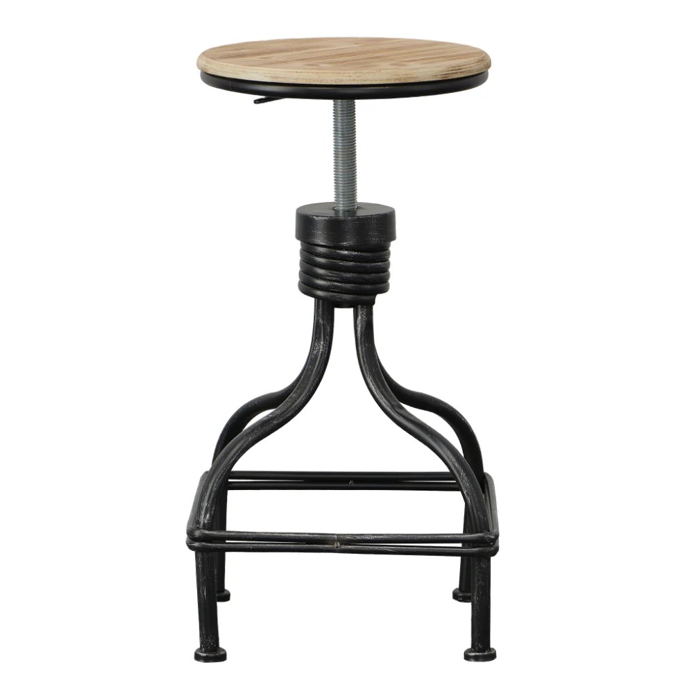 Vintage Metal Swivel Bar Stool - Adjustable Height, Padded Seat, 330lb Capacity, Brown & Gray