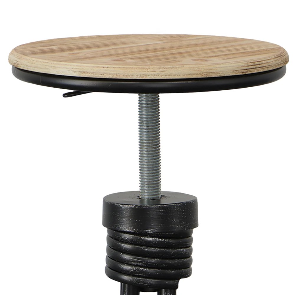 Vintage Metal Swivel Bar Stool - Adjustable Height, Padded Seat, 330lb Capacity, Brown & Gray