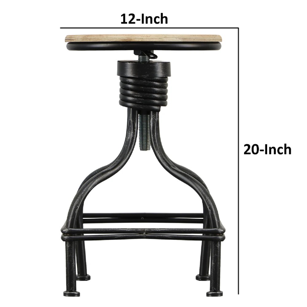 Vintage Metal Swivel Bar Stool - Adjustable Height, Padded Seat, 330lb Capacity, Brown & Gray