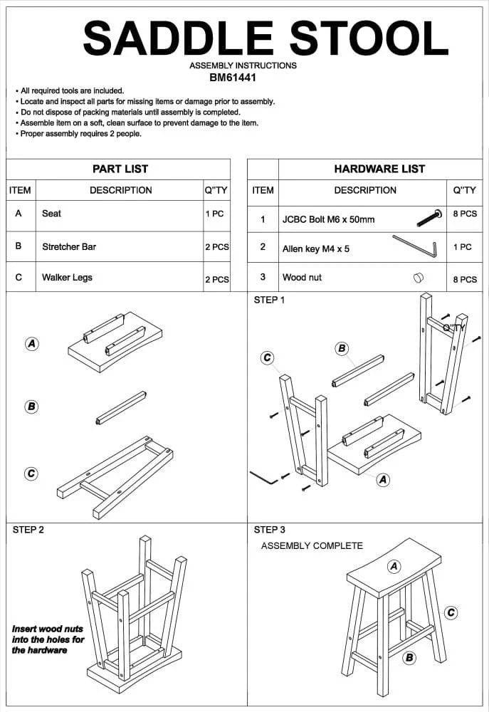 BM61441-Assembly-Instructions Gaming Desk - Ergonomic Metal Frame, Carbon Fiber Texture, Raised Monitor Shelf, K-Shaped Legs, Headphone & Cup Holders, Black & Red, 54x27x37 Inches