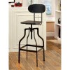 Industrial Style Wooden Swivel Bar Stool With Curved Metal Base, Gray