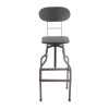 Industrial Style Wooden Swivel Bar Stool With Curved Metal Base, Gray