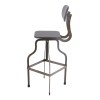Industrial Style Wooden Swivel Bar Stool With Curved Metal Base, Gray