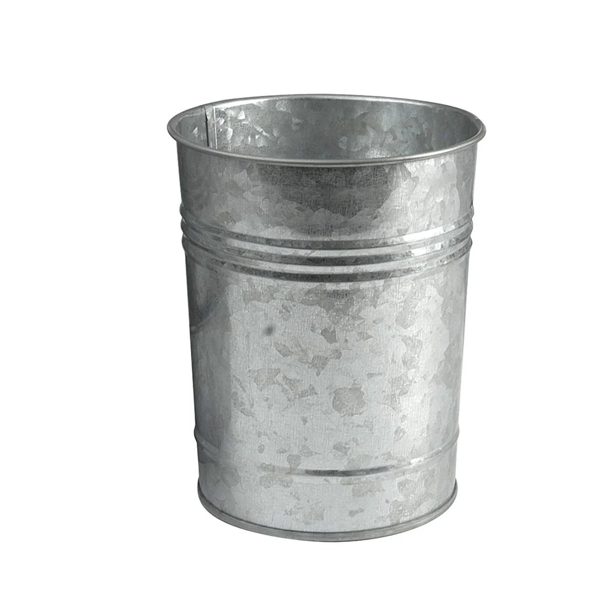 Galvanized Metal Planter Set with Tray - 3 Round Pots, Indoor/Outdoor, Gray, 17" Tray