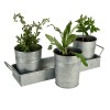 Galvanized Metal Planter Set with Tray - 3 Round Pots, Indoor/Outdoor, Gray, 17" Tray