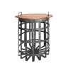 Industrial Galvanized Steel & Wood End Tables with Handles, Gray & Brown, Set of 2