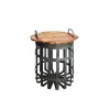 Industrial Galvanized Steel & Wood End Tables with Handles, Gray & Brown, Set of 2