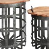 Industrial Galvanized Steel & Wood End Tables with Handles, Gray & Brown, Set of 2
