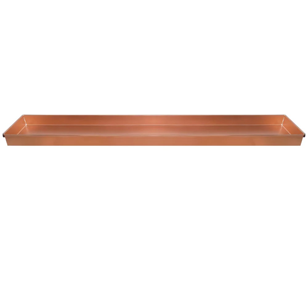 29 Inch Copper Metal Windowsill Planter Tray - Large Rectangular Stainless Steel Plant Stand with Trim Edges - Indoor Outdoor Decor