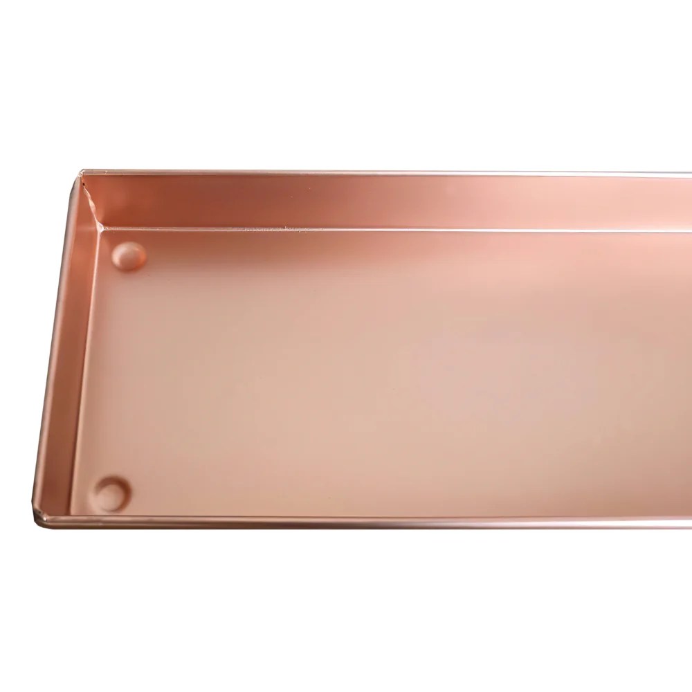 29 Inch Copper Metal Windowsill Planter Tray - Large Rectangular Stainless Steel Plant Stand with Trim Edges - Indoor Outdoor Decor