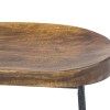 28" Mango Wood Bar Stool with Iron Legs, Brown & Black Saddle Seat, Counter Height, Kitchen & Dining