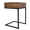 Mango Wood Side Table with Drawer & Iron Cantilever Base - Brown/Black End Table, Sofa Side Table, Living Room Furniture