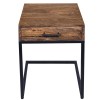 Mango Wood Side Table with Drawer & Iron Cantilever Base - Brown/Black End Table, Sofa Side Table, Living Room Furniture