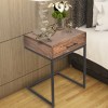 Mango Wood Side Table with Drawer & Iron Cantilever Base - Brown/Black End Table, Sofa Side Table, Living Room Furniture