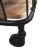 Industrial Bar Cart, Wooden Top, Metal Frame, 6 Bottle Rack