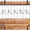 Industrial Bar Cart, Wooden Top, Metal Frame, 6 Bottle Rack