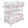 Industrial Bar Cart, Wooden Top, Metal Frame, 6 Bottle Rack