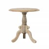 Intricately Carved Mango Wood Round End Table, Pedestal Base, Brown & White, 18"