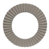32 Inch Round Gray Beveled Floating Wall Mirror with Corrugated Wooden Frame