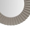 32 Inch Round Gray Beveled Floating Wall Mirror with Corrugated Wooden Frame