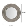 32 Inch Round Gray Beveled Floating Wall Mirror with Corrugated Wooden Frame