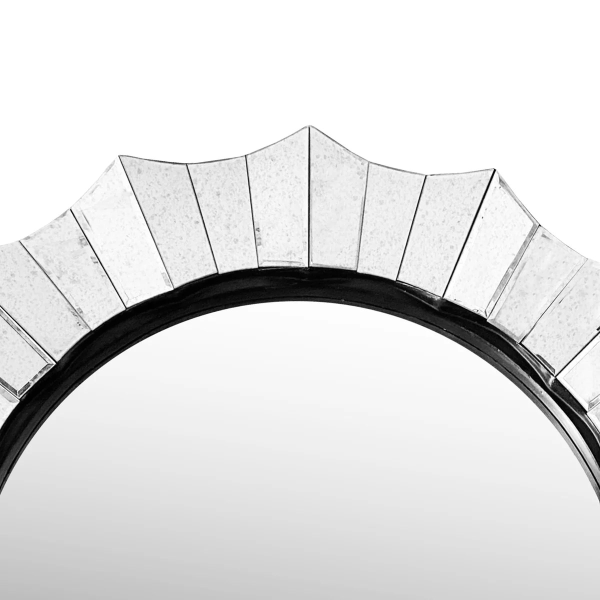 Scalloped Round Accent Mirror, Silver Beveled, MDF Frame