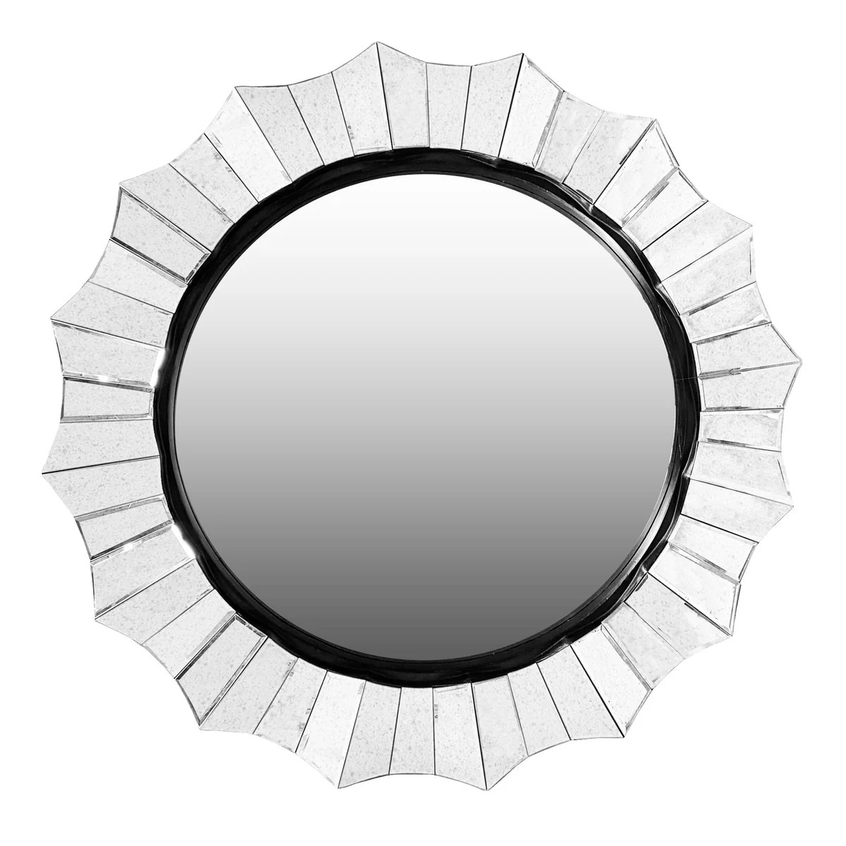 Scalloped Round Accent Mirror, Silver Beveled, MDF Frame