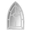 Arched Window Pane Wall Mirror with Trimmed Details - Silver MDF Framed Mirror - 39x24 Inches