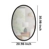 Black Oval Metal Wall Mirror with Wooden Back