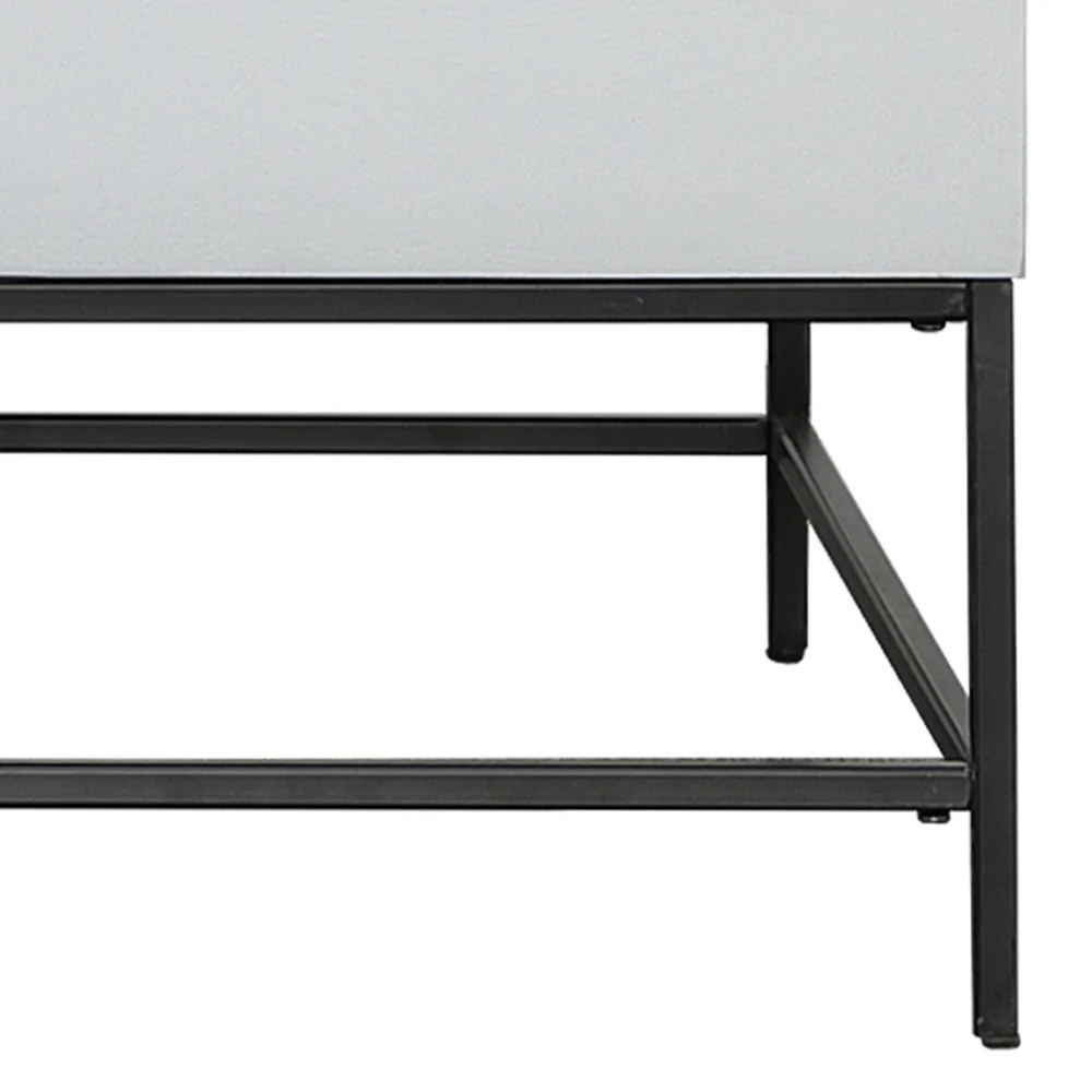45 Inch Lift Top Coffee Table with Storage - Mango Wood & Iron - White & Black - Modern Coastal Style