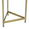 Brita 12" Round Mango Wood Cocktail End Table with Gold Triangular Base - Brown & Brass Accent Table