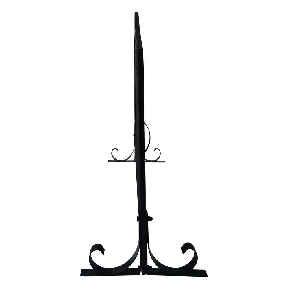 43 Inch Black Iron Fireplace Screen, 3 Panel Mesh Design, Arched Top, Tree of Life, Hinged Door