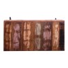 43 Inch Reclaimed Wood Console Table with Drawers, Angled Legs, Pastel Accent, Brown & Black