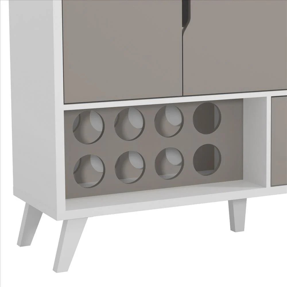 Coco 54" White & Gray Wine Bar Cabinet TV Stand with 8-Bottle Rack & Drawer