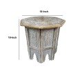 Mango Wood Farmhouse Side Table, Octagonal, Carved