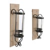 Industrial Wall Mount Hurricane Candle Holders Set of 2 - Black Wood & Glass - Rustic Farmhouse Decor - Modern Candle Lantern - 2 Sizes