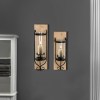 Industrial Wall Mount Hurricane Candle Holders Set of 2 - Black Wood & Glass - Rustic Farmhouse Decor - Modern Candle Lantern - 2 Sizes