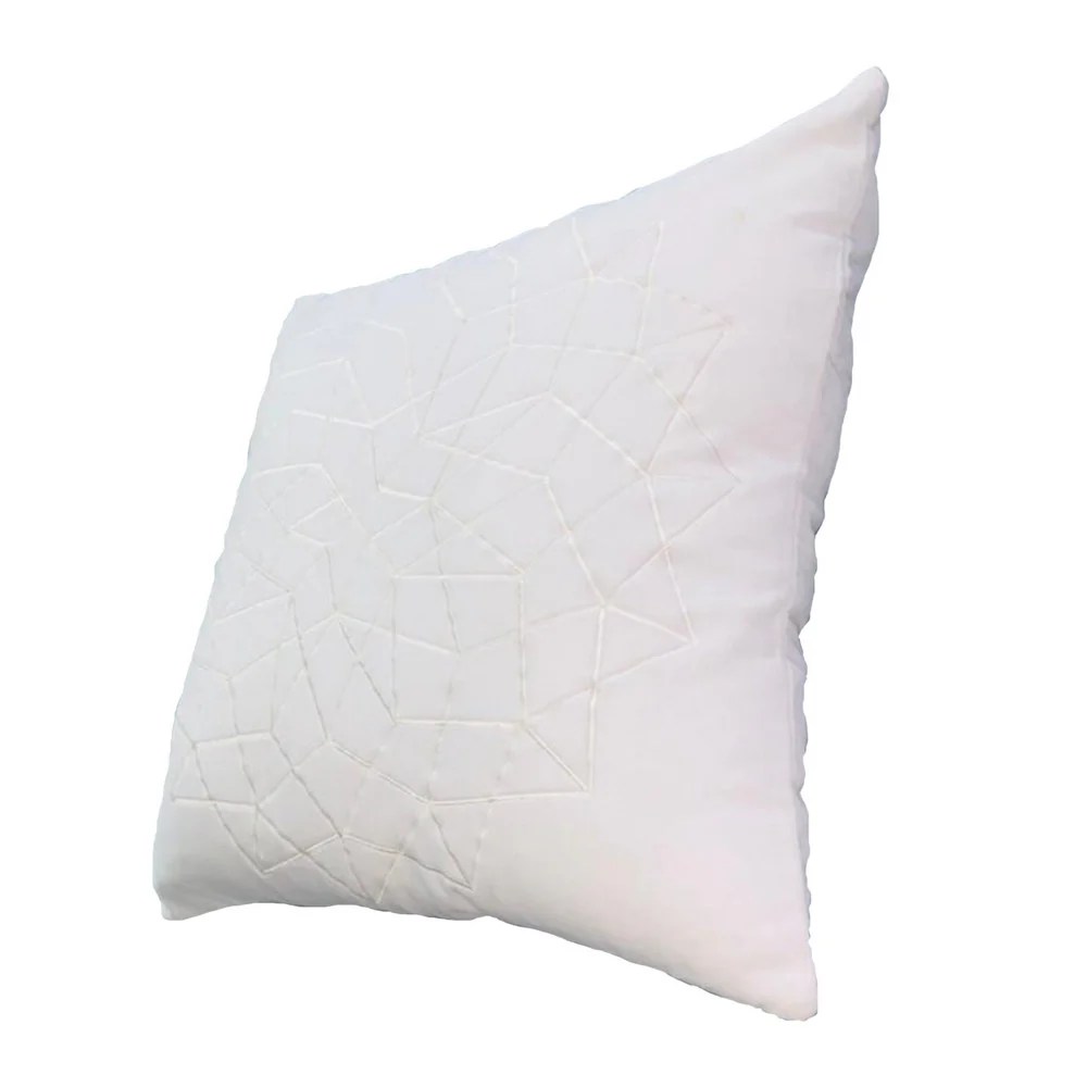 White Cotton Throw Pillows, 20x20, Abstract Embroidery